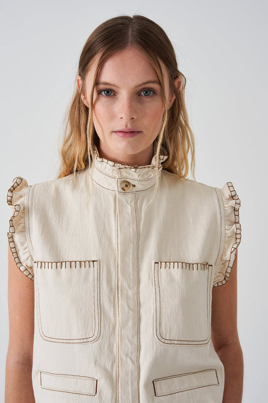 Seventy + Mochi - Pablo Vest - Ecru Denim