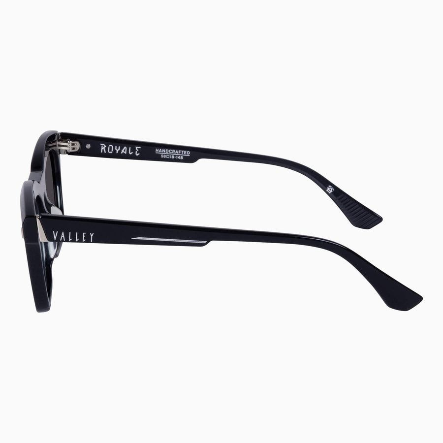 Valley Eyewear - Royale - Gloss Black w. Silver Metal / Black Lens