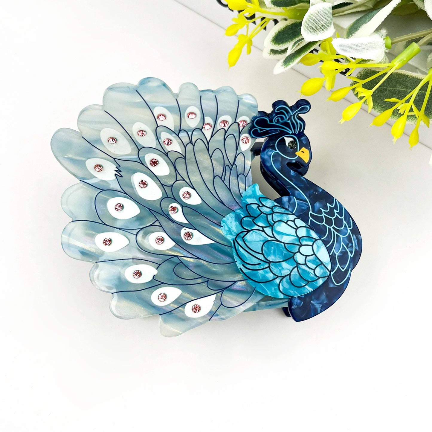 Diva - Peacock Hair Claw Clip - Green