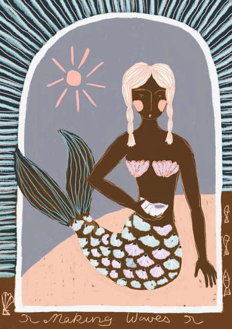 Sue Fantini Art - Making Waves Mermaid - Framed Print