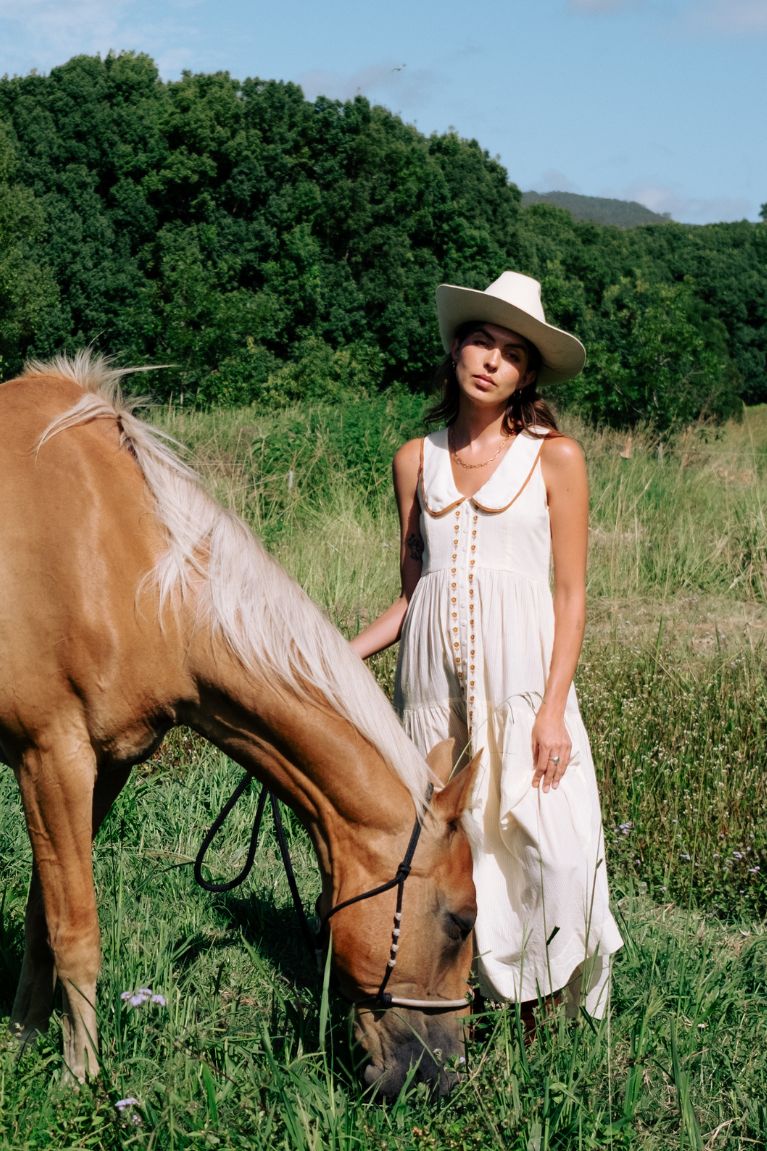 Marigold Mustang - Gabby Midi Dress - Cream