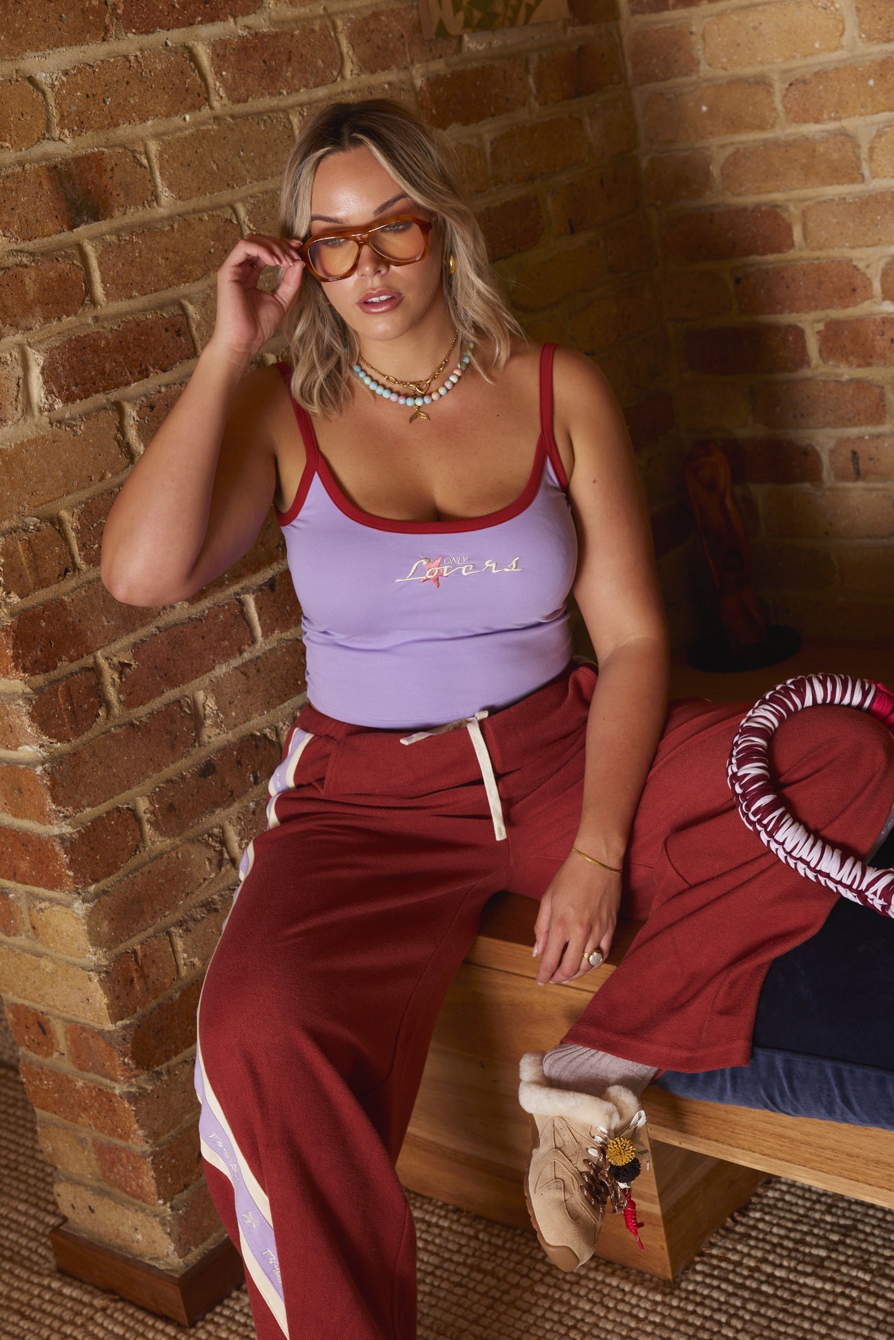 Only Lovers Left - Surf League Lounge Pants - Burgundy