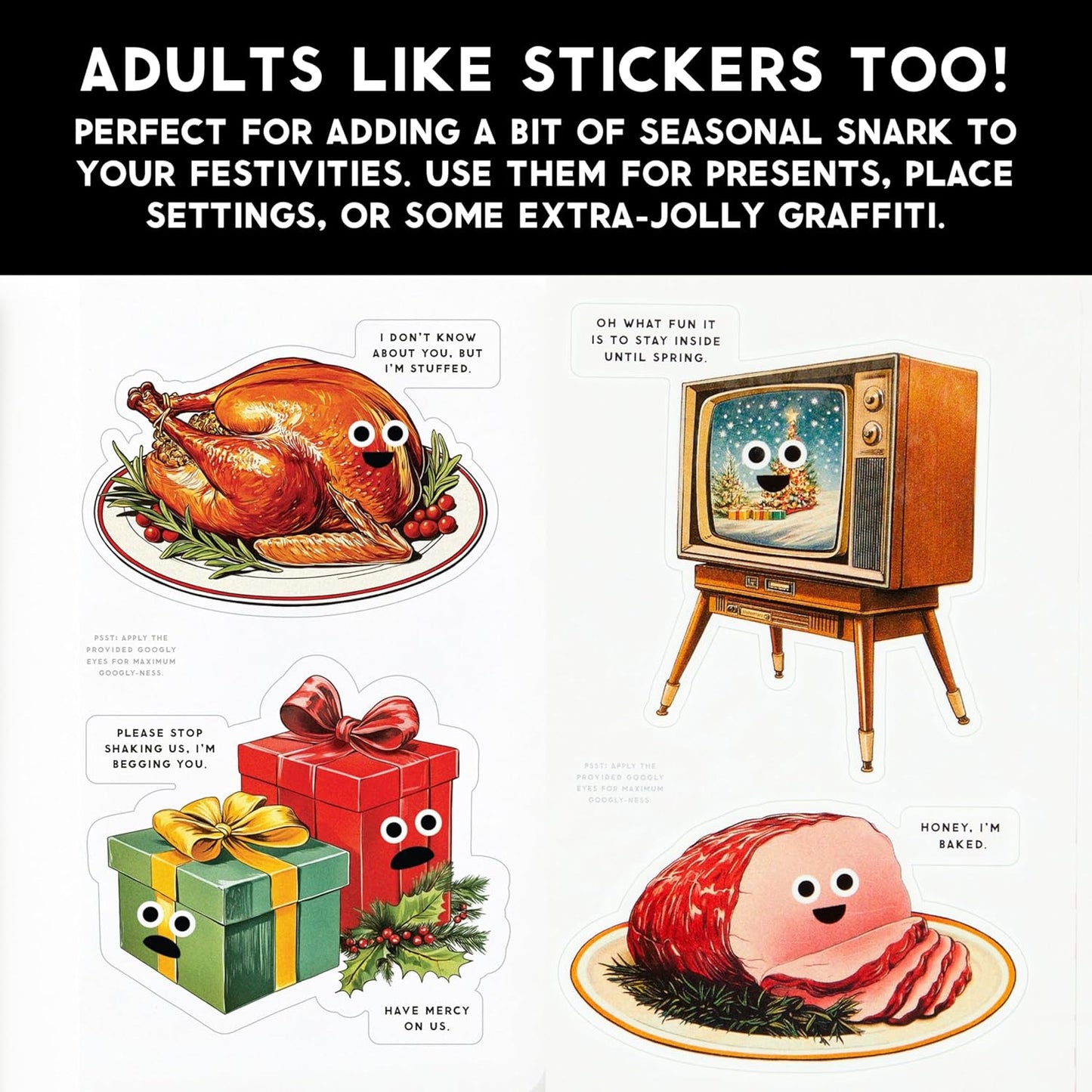 Galison - Googly & Bright Holiday Sticker Book - Wrapping Decorations