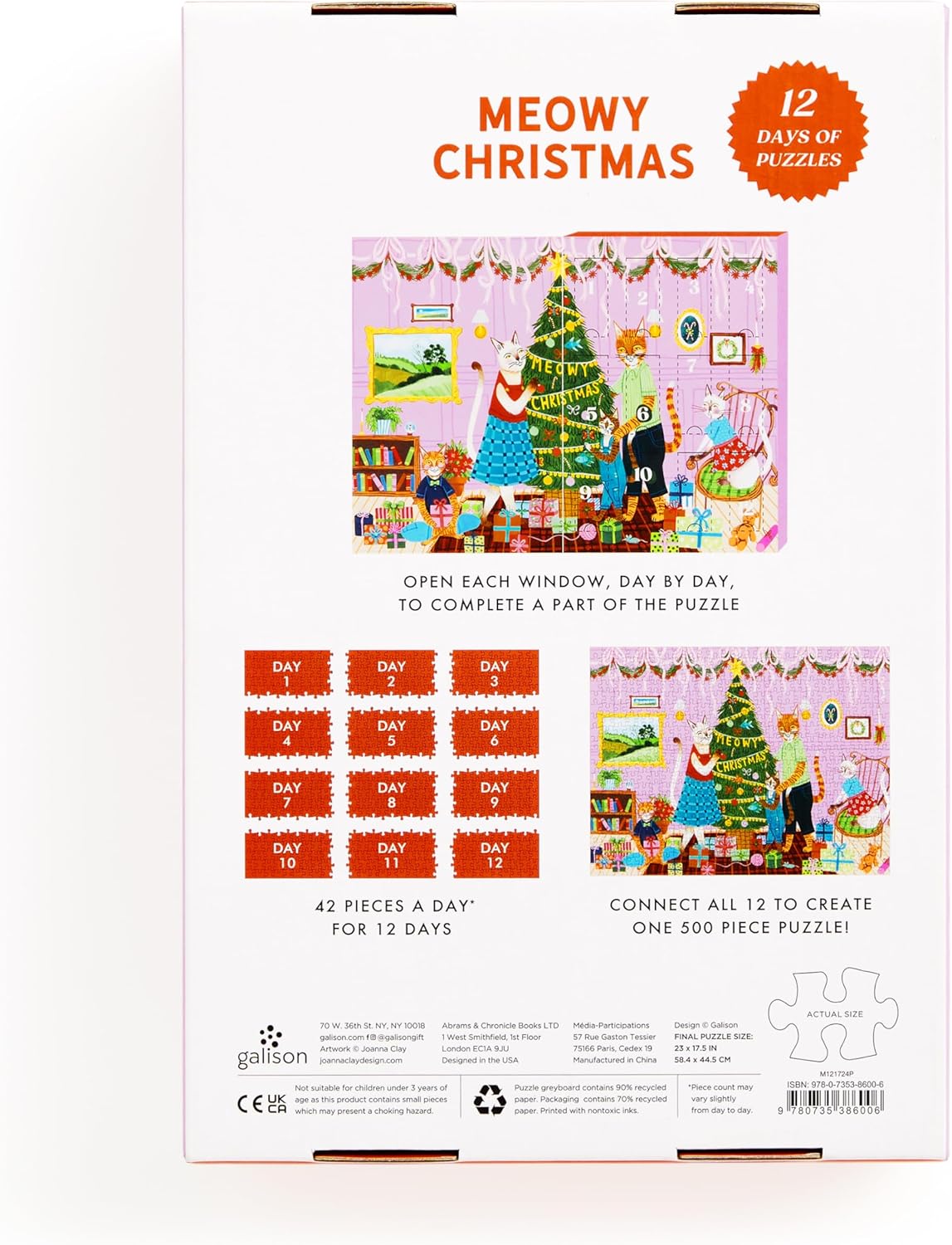 Galison - Meowy Christmas 12 days of Puzzles - 500pc