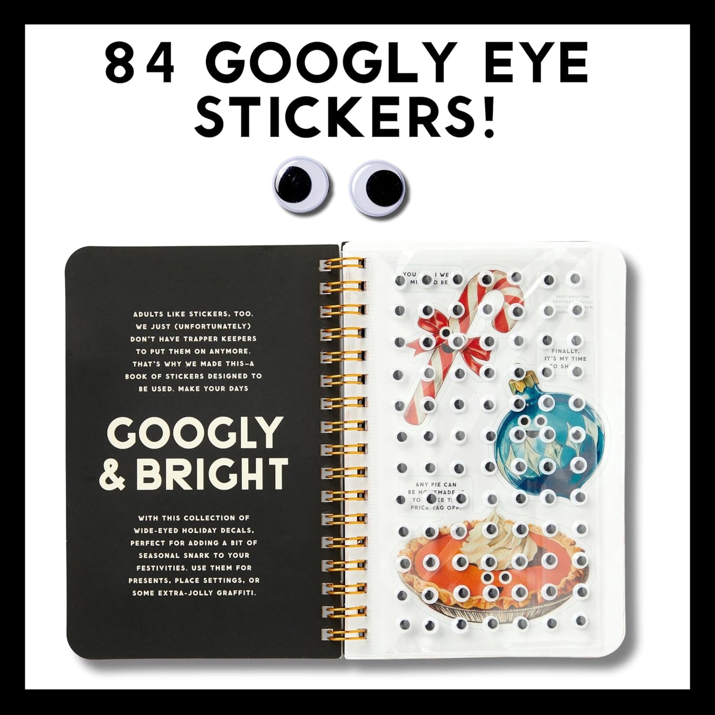 Galison - Googly & Bright Holiday Sticker Book - Wrapping Decorations