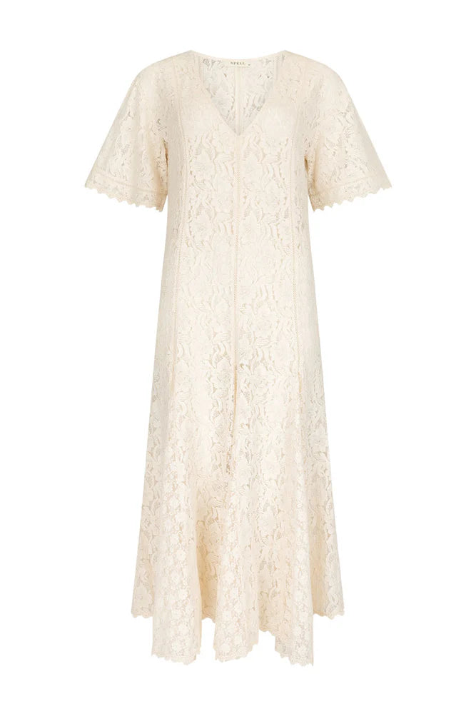 Spell - Lux Lisbon Lace Handkerchief Dress - Vintage Cream
