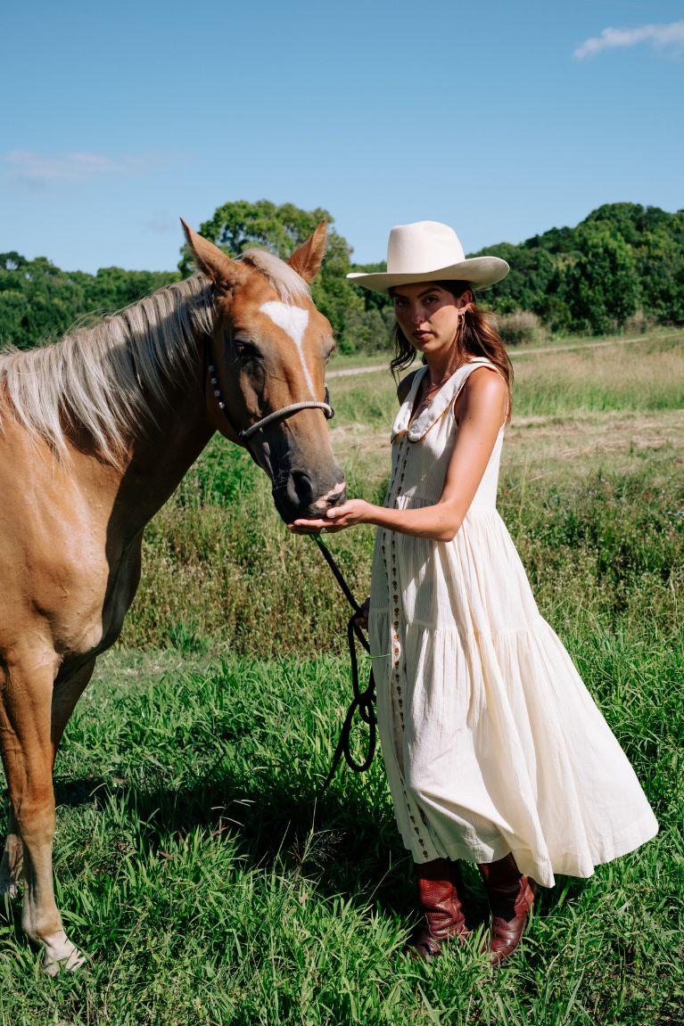 Marigold Mustang - Gabby Midi Dress - Cream