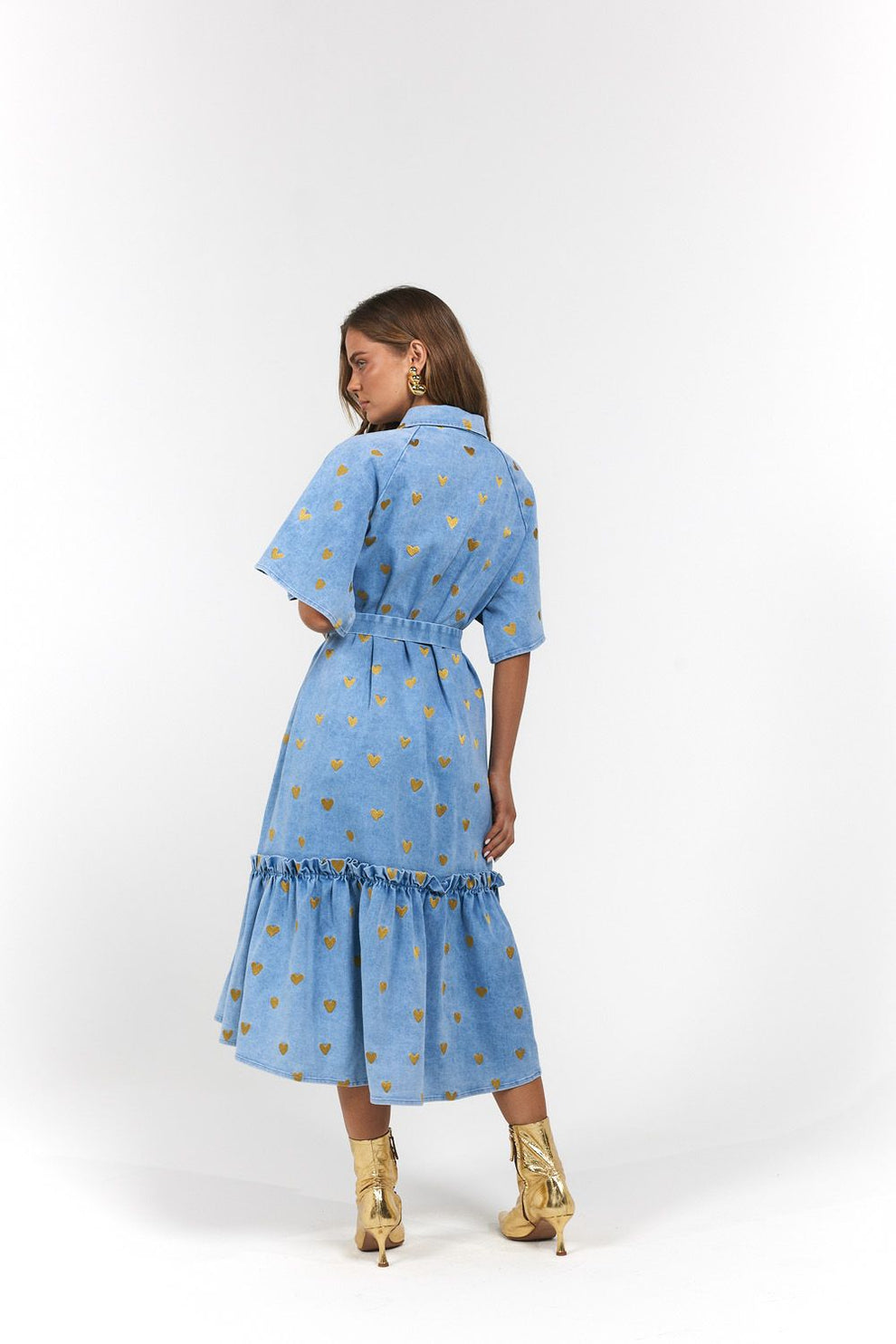 La Boheme Girls - Moxie Midi Dress - Denim Hearts