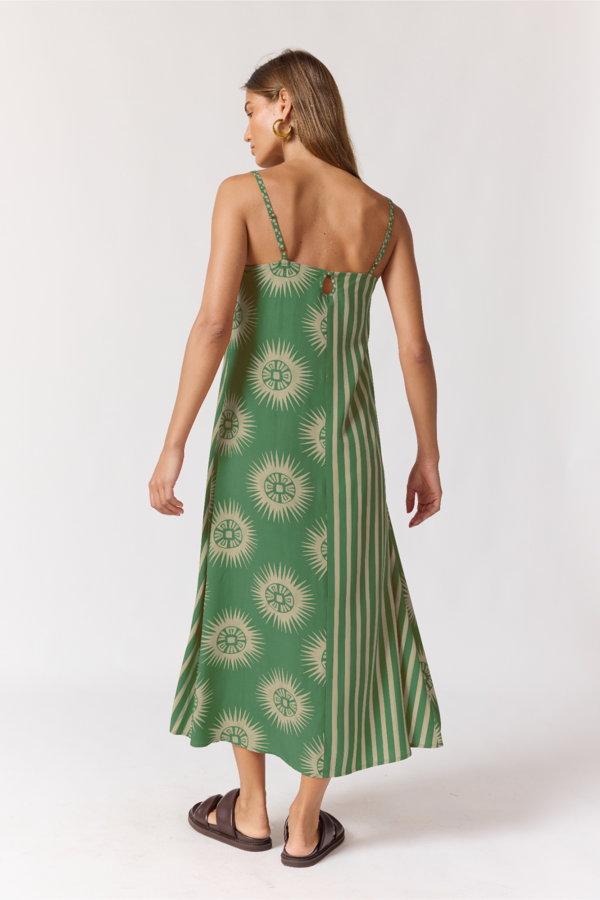 Nine Lives Bazaar - Honey Strappy Midi Dress in Sea