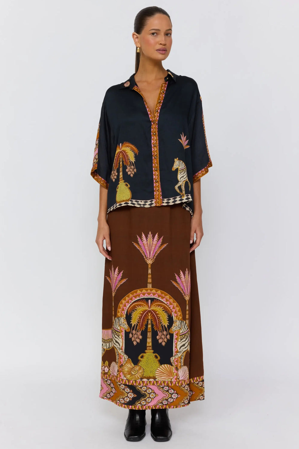 Nine Lives Bazaar - Abigail Maxi Skirt - Safari