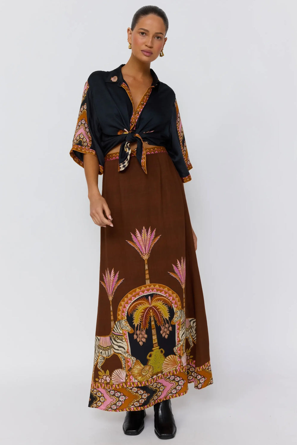 Nine Lives Bazaar - Abigail Maxi Skirt - Safari