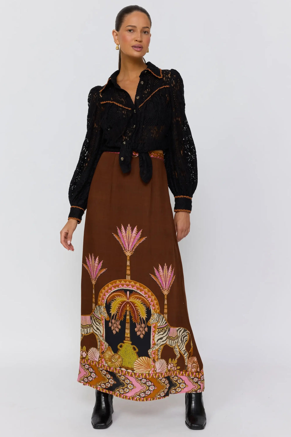 Nine Lives Bazaar - Abigail Maxi Skirt - Safari