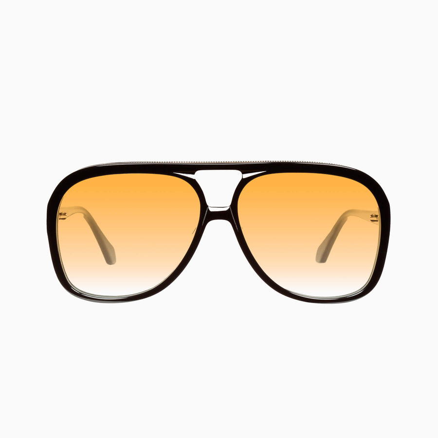 Valley Eyewear - Bang - Gloss Black w. Gold Metal / Orange Gradient Lens