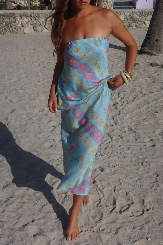 Spell - Aquarius Strapless Top - Sky Blue