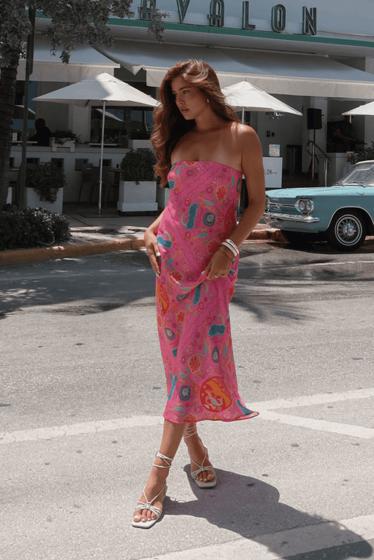 Spell - Aquarius Strapless Bias Dress - Cosmopolitan Pink