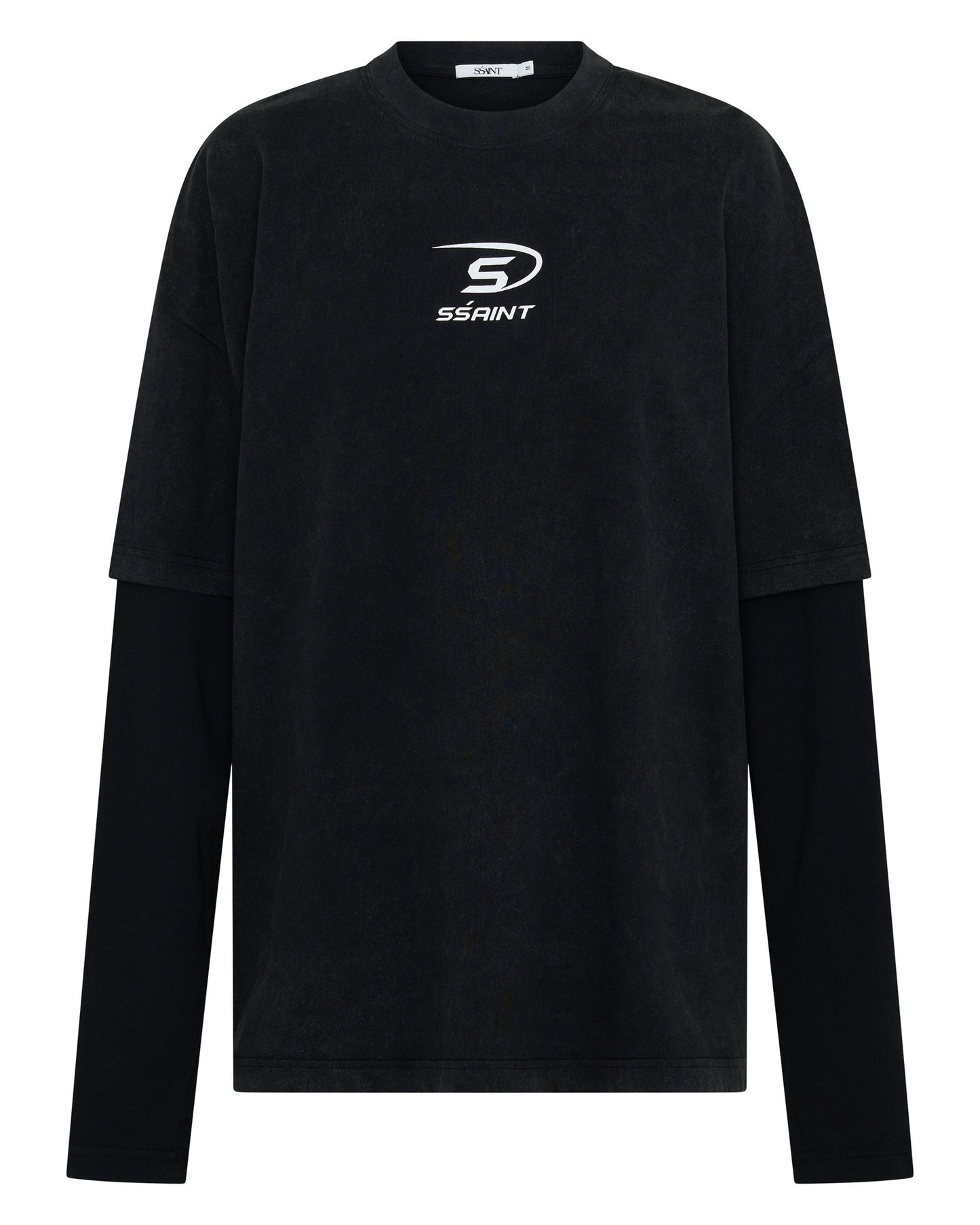 SSAINT - ROUND ONE LAYERED TEE - VINTAGE WASHED BLACK