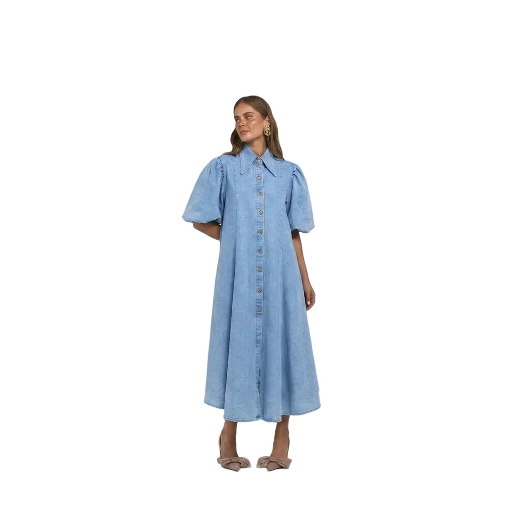 La Boheme Girls - Peyton Midi Dress - Denim Blue