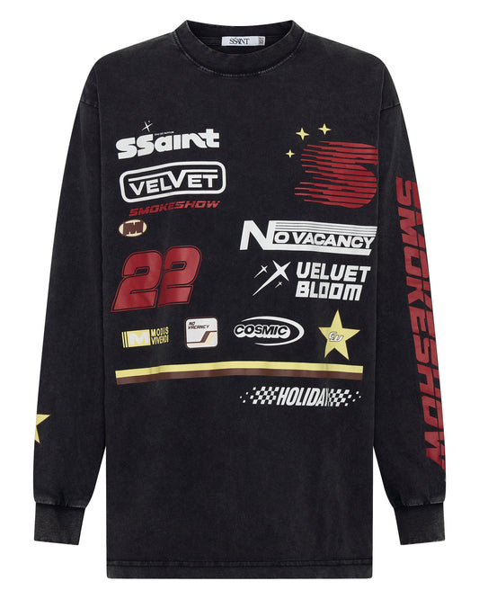 SSAINT Apparel - Signature Moto Tee - Black Acid Wash