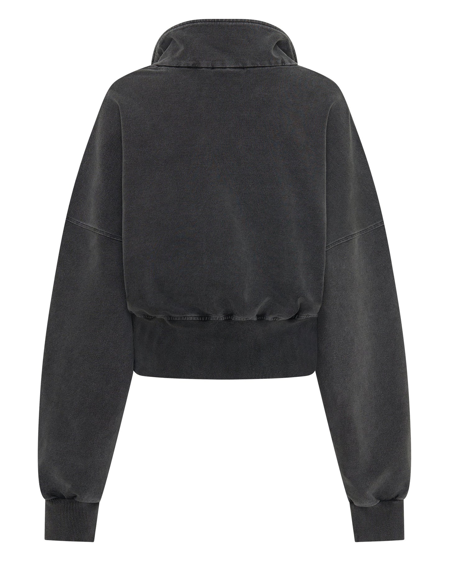 SŚAINT - ACID WASH CROP JACKET - CHARCOAL