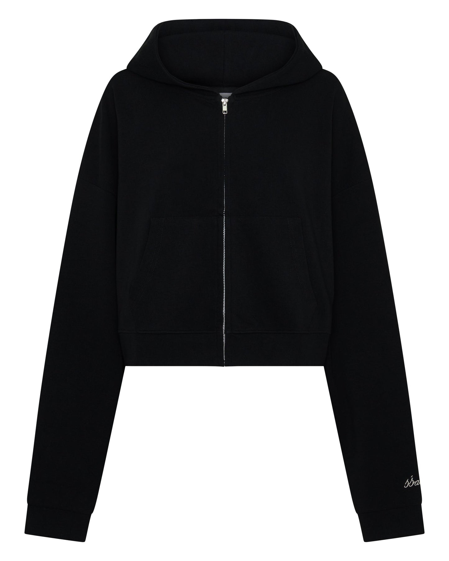 SŚAINT CROPPED HOODIE - BLACK & BUTTER