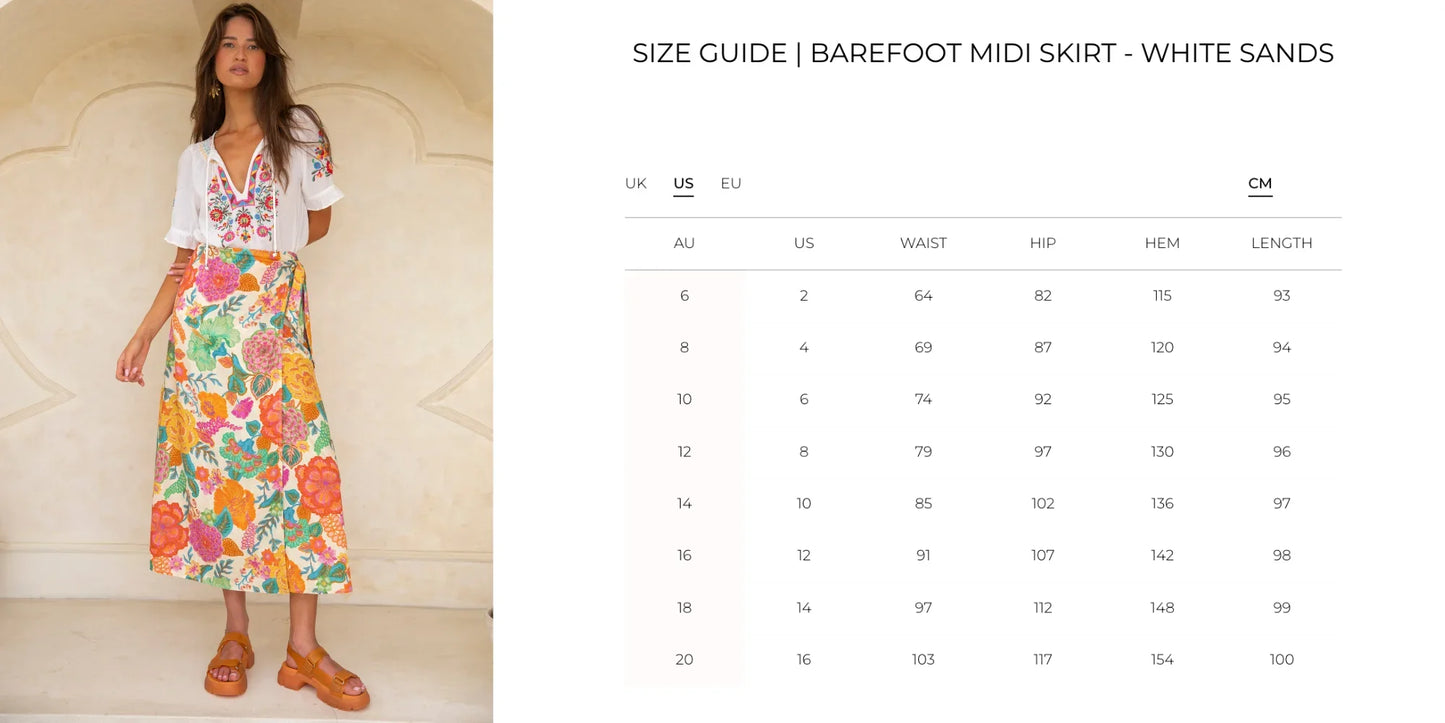 Nine Lives Bazaar - Barefoot Midi Skirt - White Sands