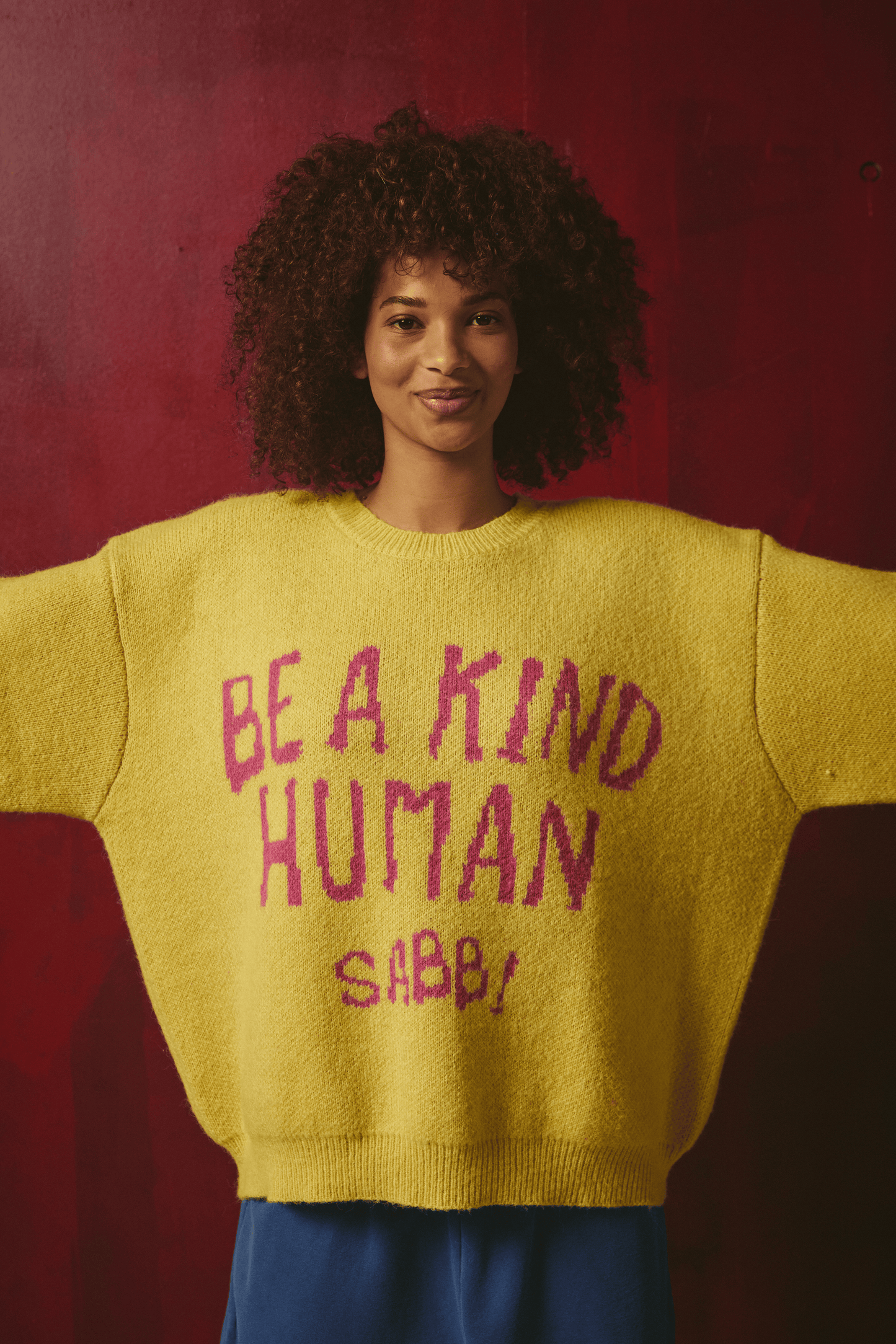 Sabbi - BE A KIND HUMAN KNIT JUMPER - YELLOW