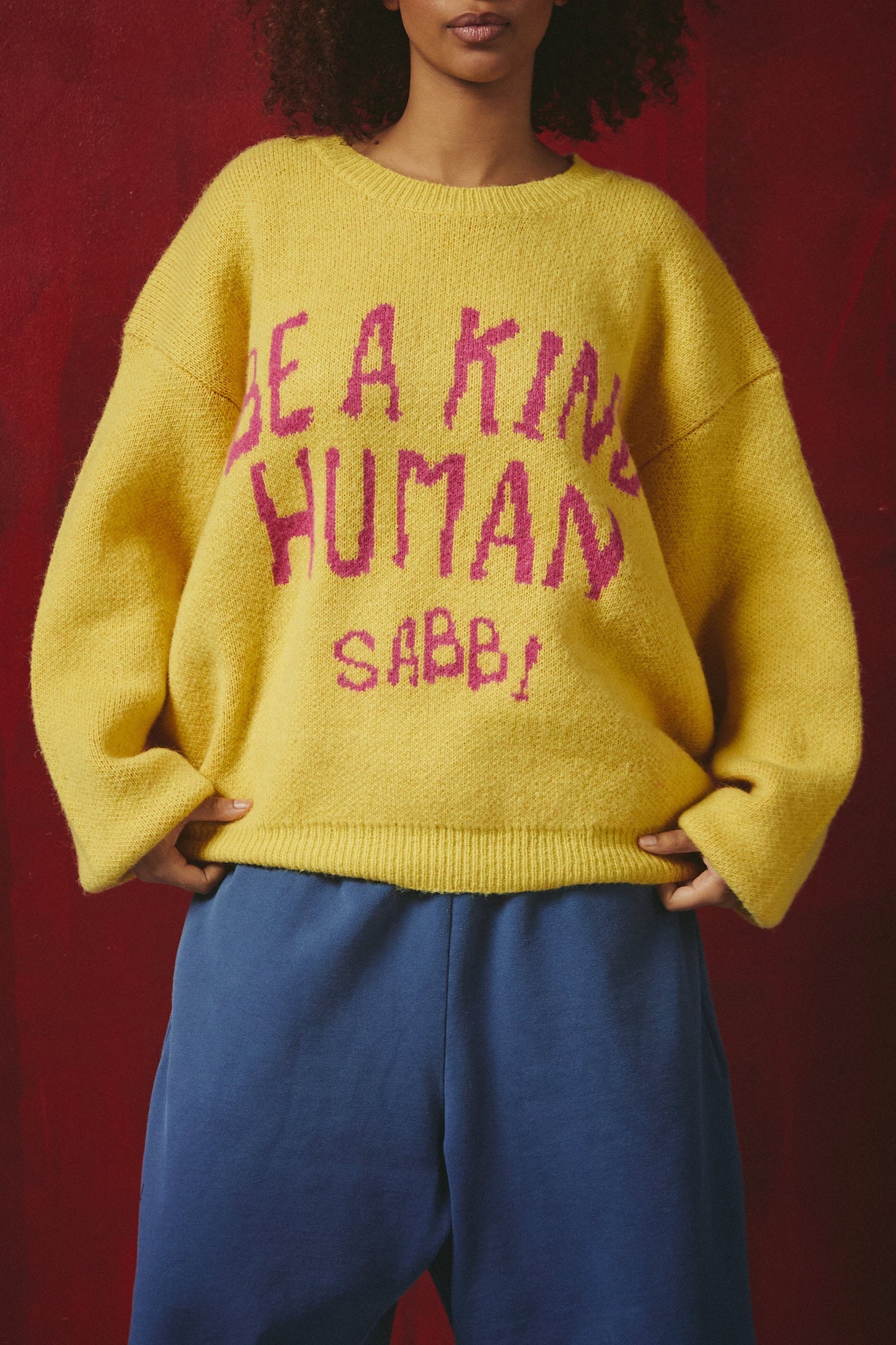 Sabbi - BE A KIND HUMAN KNIT JUMPER - YELLOW