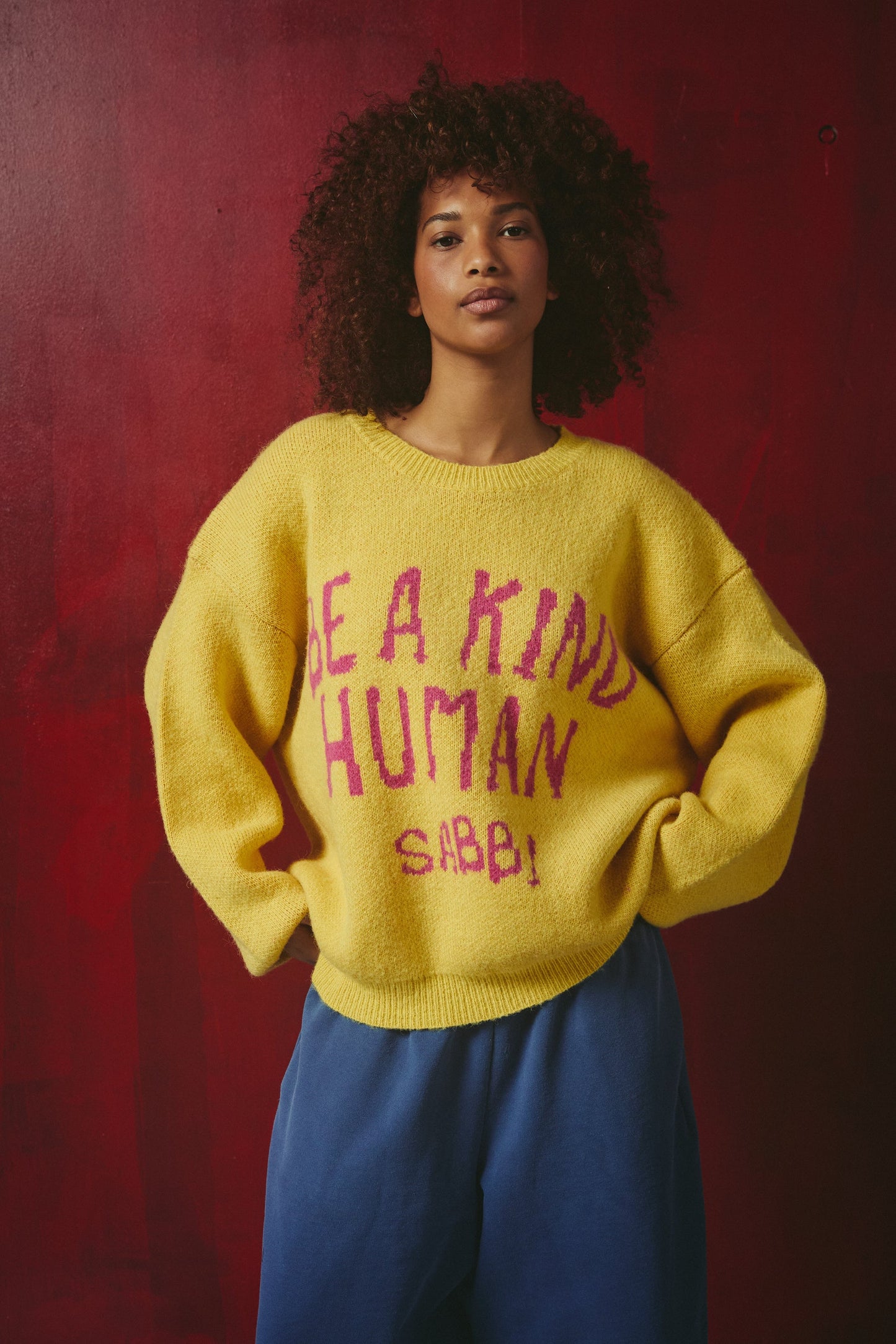 Sabbi - BE A KIND HUMAN KNIT JUMPER - YELLOW