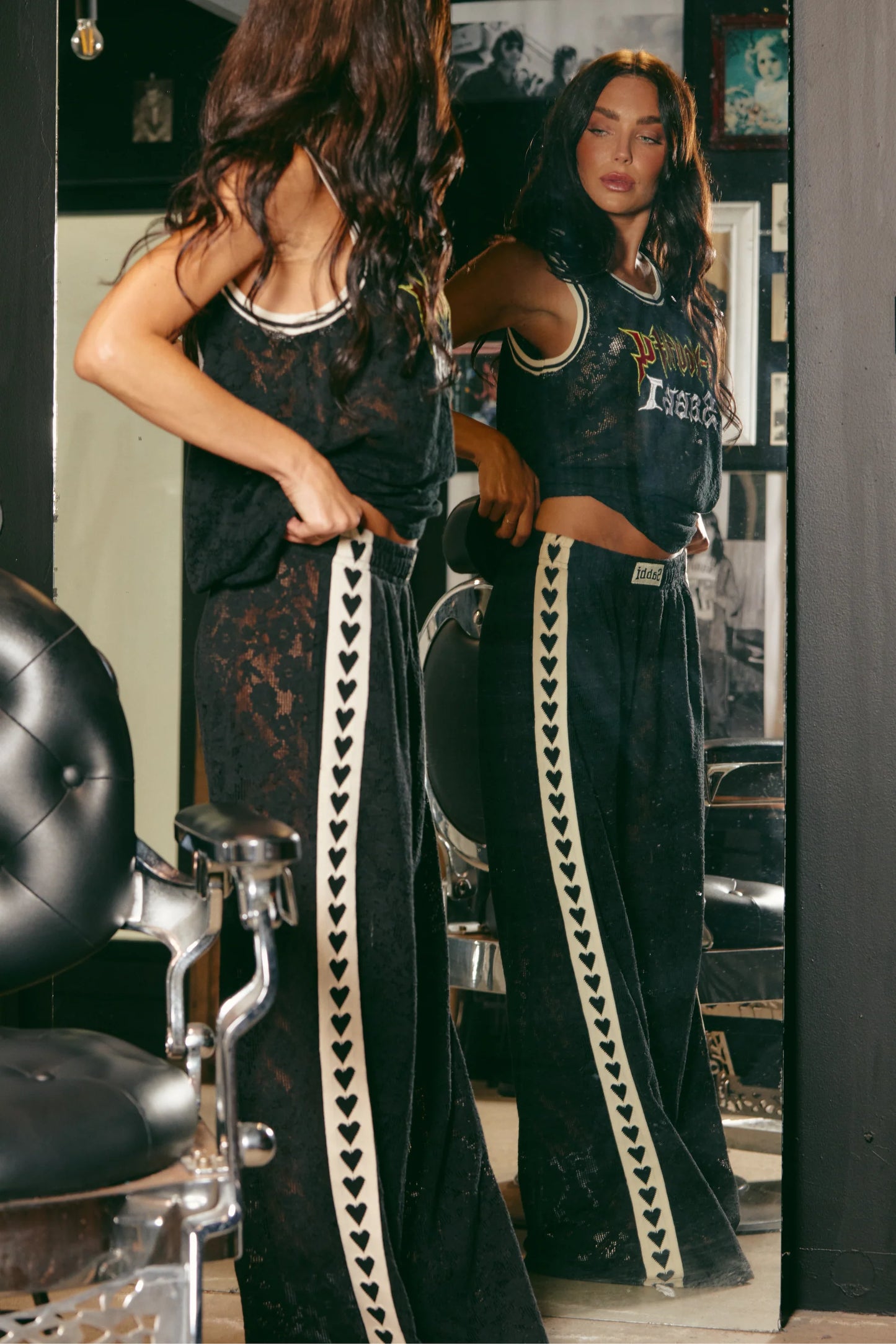 Sabbi - The Raving Hearts Lace Pant - Black