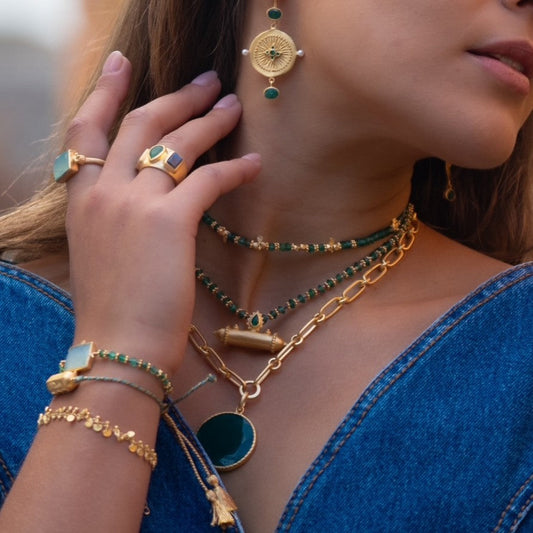 Rubyteva Design - Adjustable Green Aventurine Brahma Bracelet