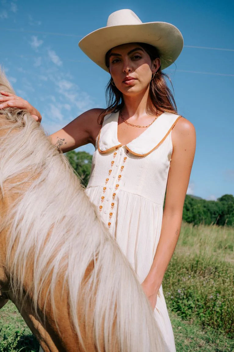 Marigold Mustang - Gabby Midi Dress - Cream