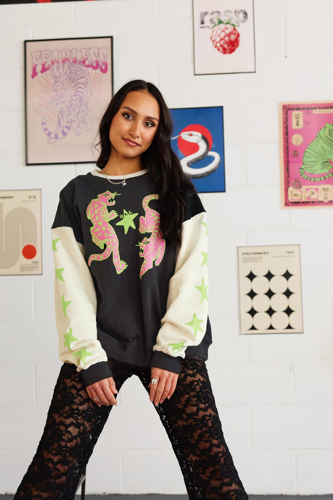Only Lovers Left - Tiger Jumper - Charcoal