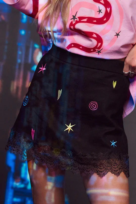 Only Lovers Left - Lucky Mini Skirt - Midnight