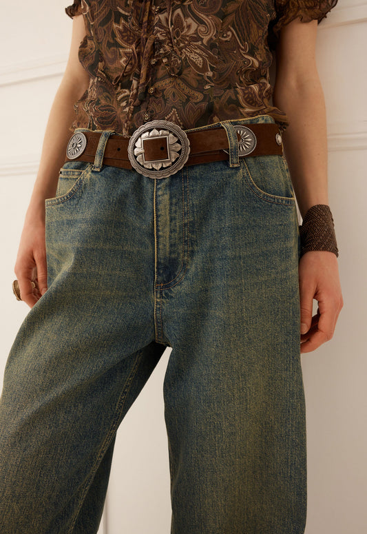 Spell - Clandestine Suede Belt - Chocolate Brown