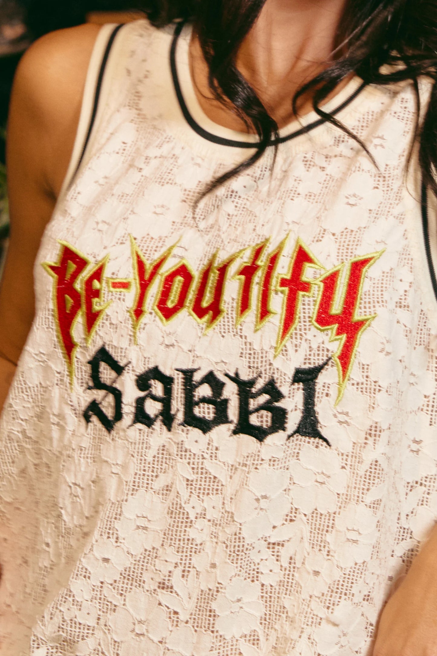 Sabbi - The Be Youtiful Lace Basketball Singlet - Cream