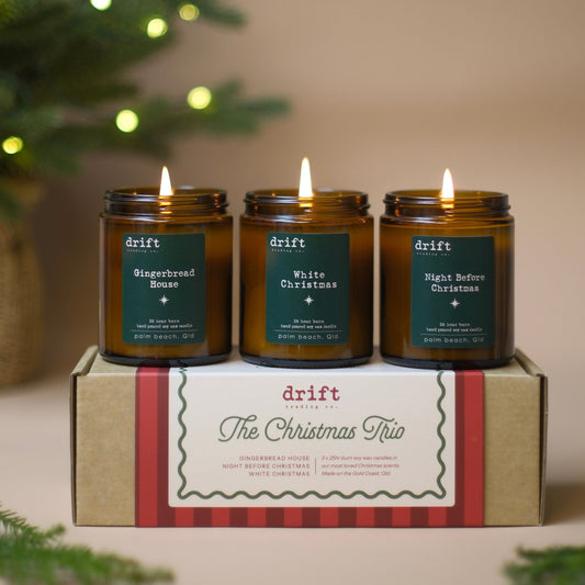 Drift - Amber Candle - Medium - Christmas Trio - Gift Pack