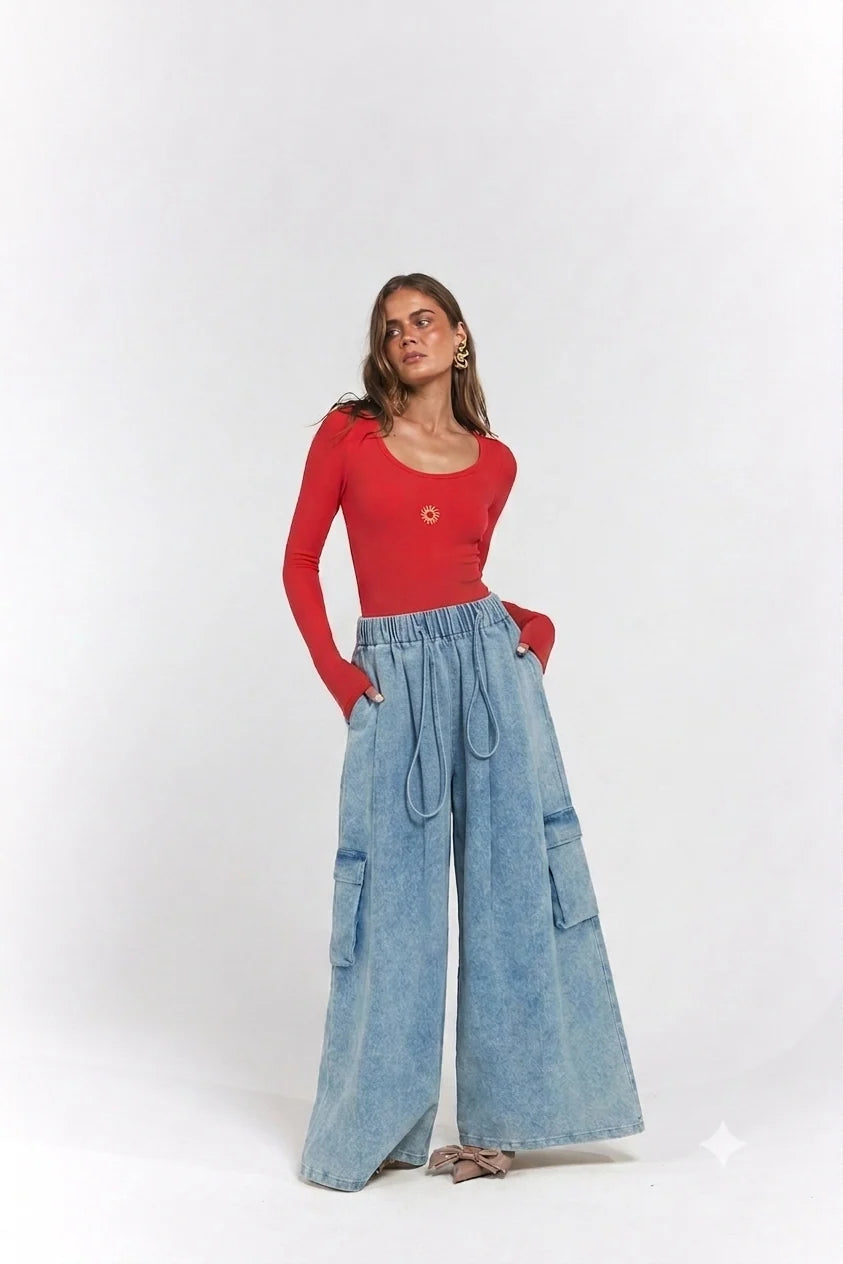 La Boheme Girls - Ezra Pants - Denim Blue