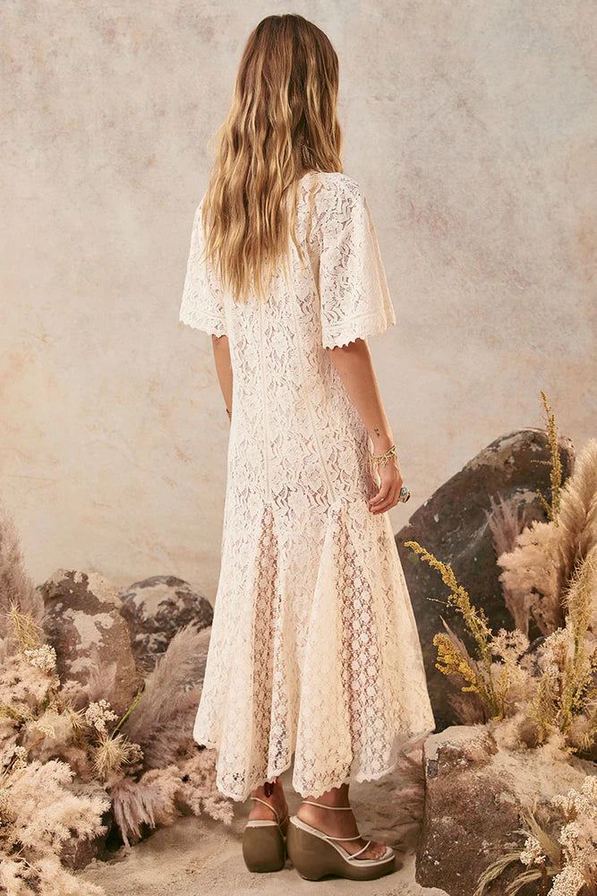 Spell - Lux Lisbon Lace Handkerchief Dress - Vintage Cream