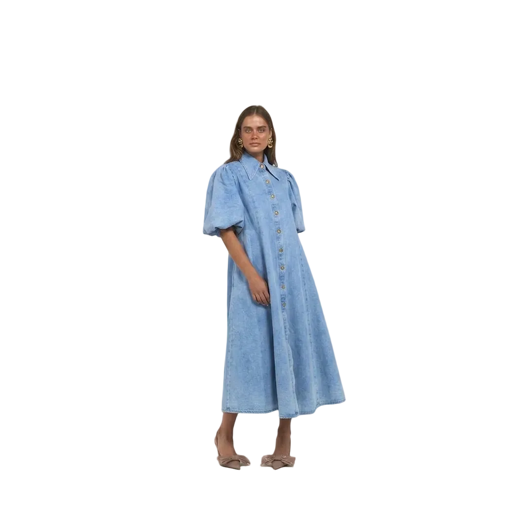 La Boheme Girls - Peyton Midi Dress - Denim Blue