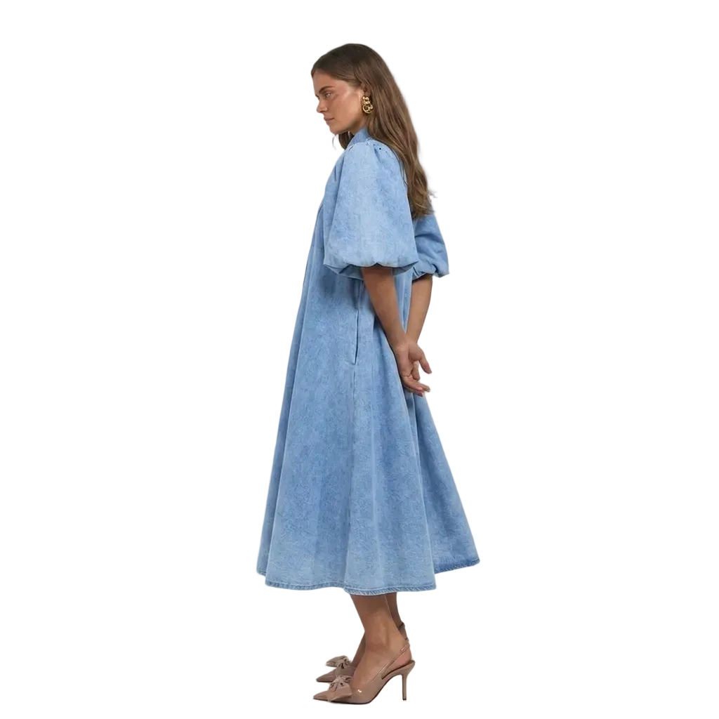 La Boheme Girls - Peyton Midi Dress - Denim Blue