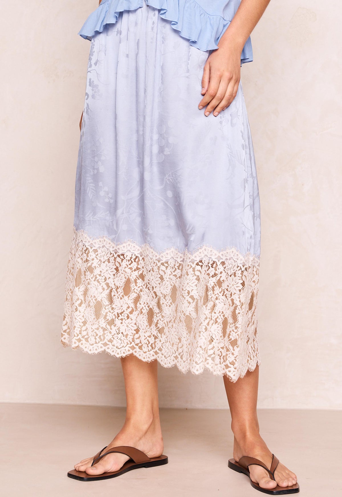 Spell - Viola Lace Trim Midi Skirt - Lagoon