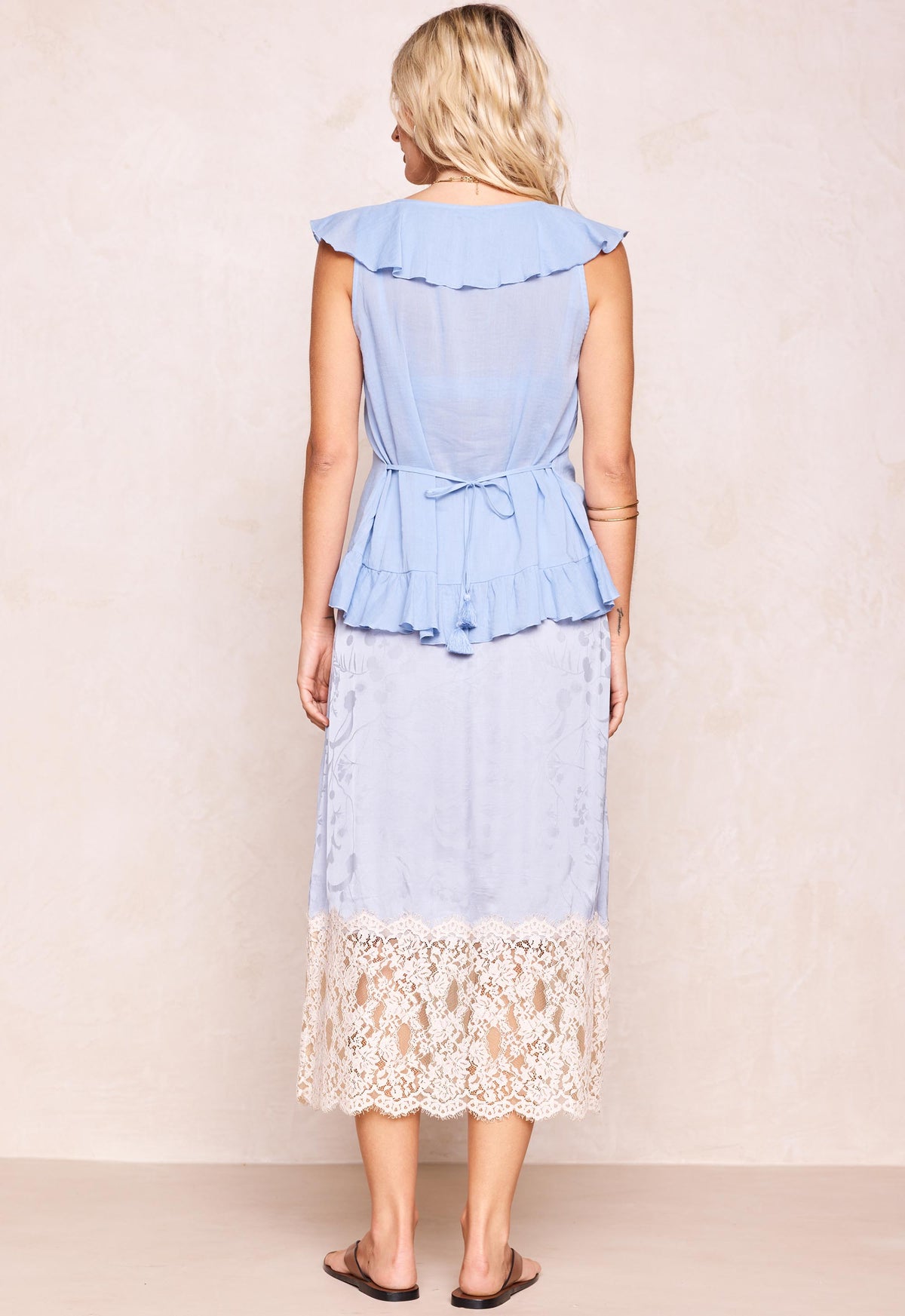 Spell - Viola Lace Trim Midi Skirt - Lagoon