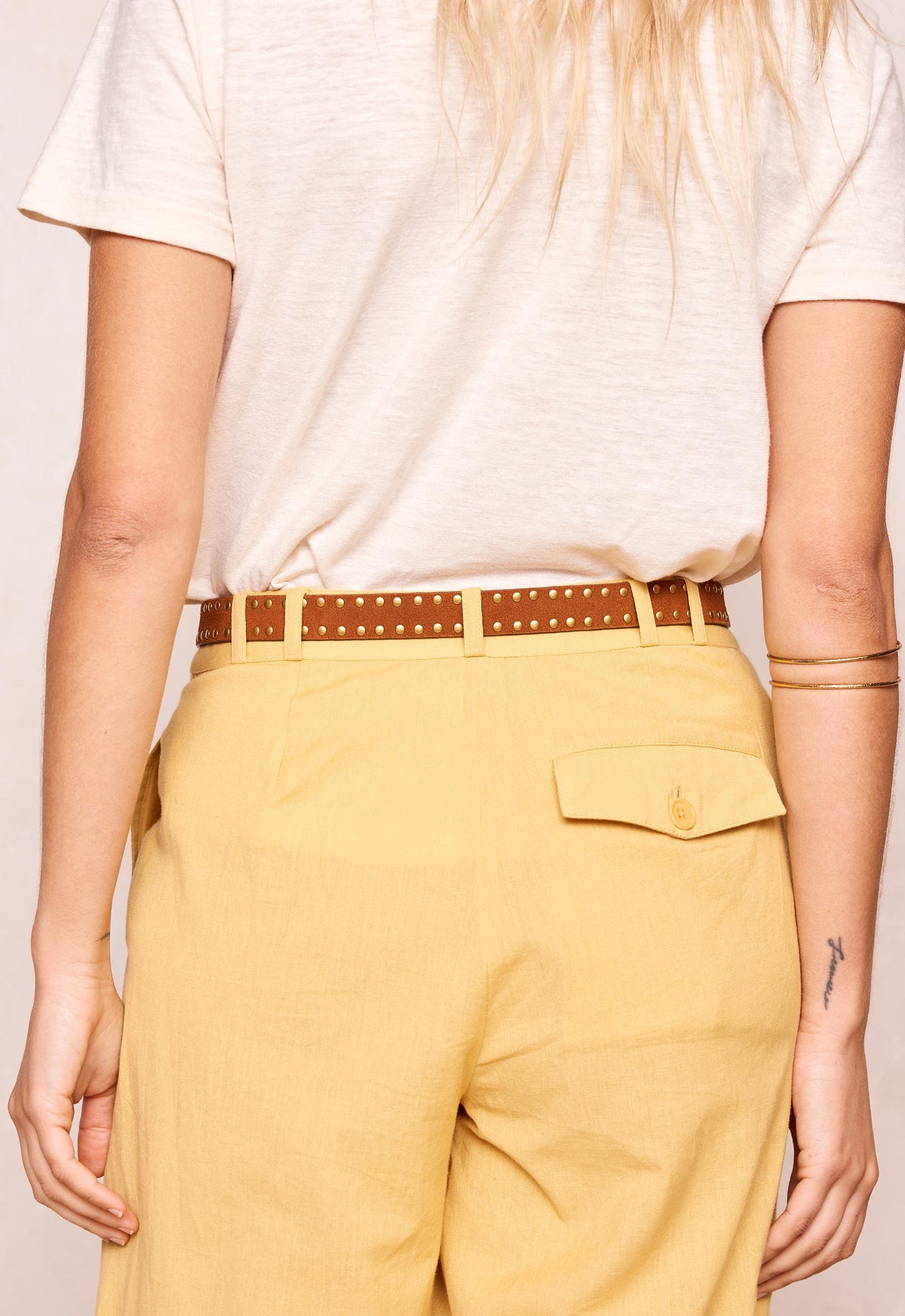 Spell - Tempest Studded Suede Belt - Tan