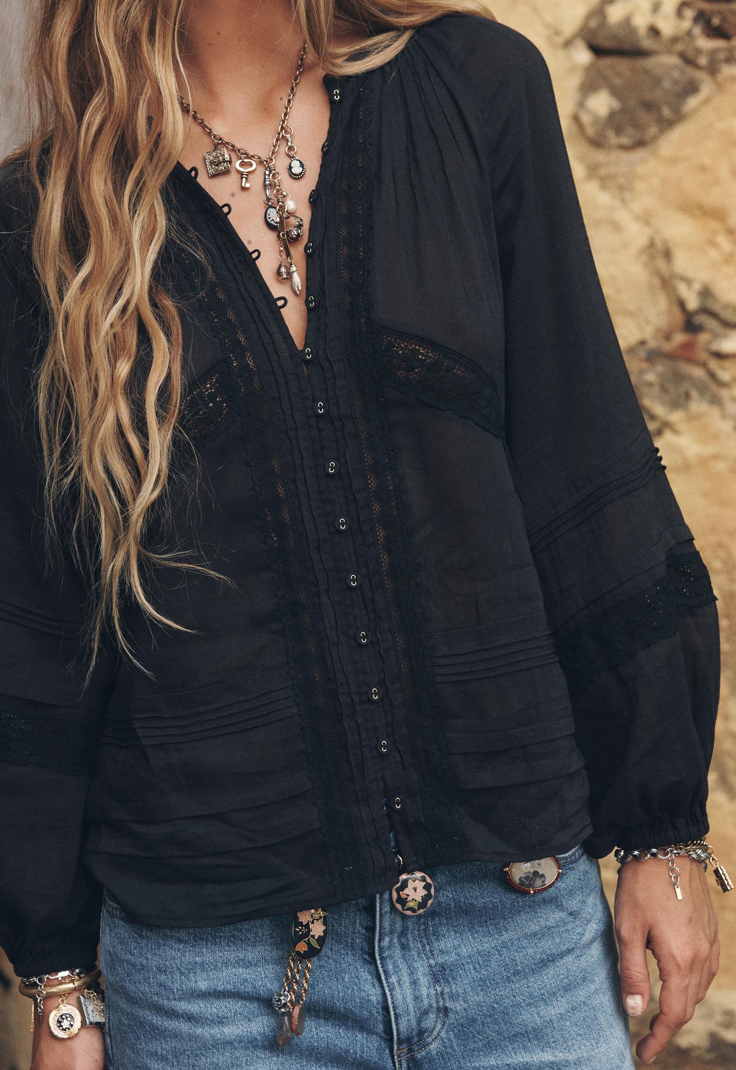 Spell - Hera Lace Blouse - Vintage Black