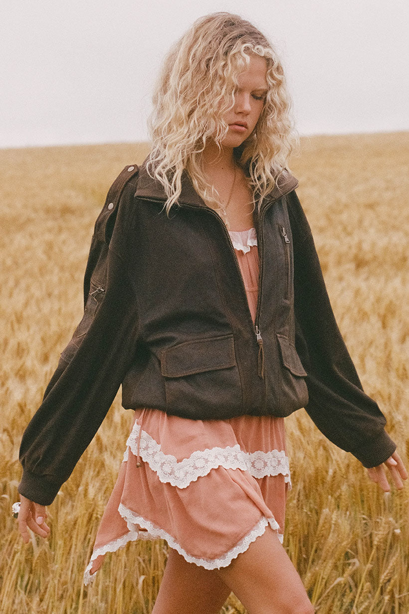 Spell - Fontaine Leather Bomber Jacket - Vintage Brown