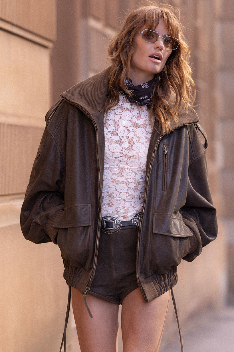 Spell - Fontaine Leather Mini Short - Vintage Brown