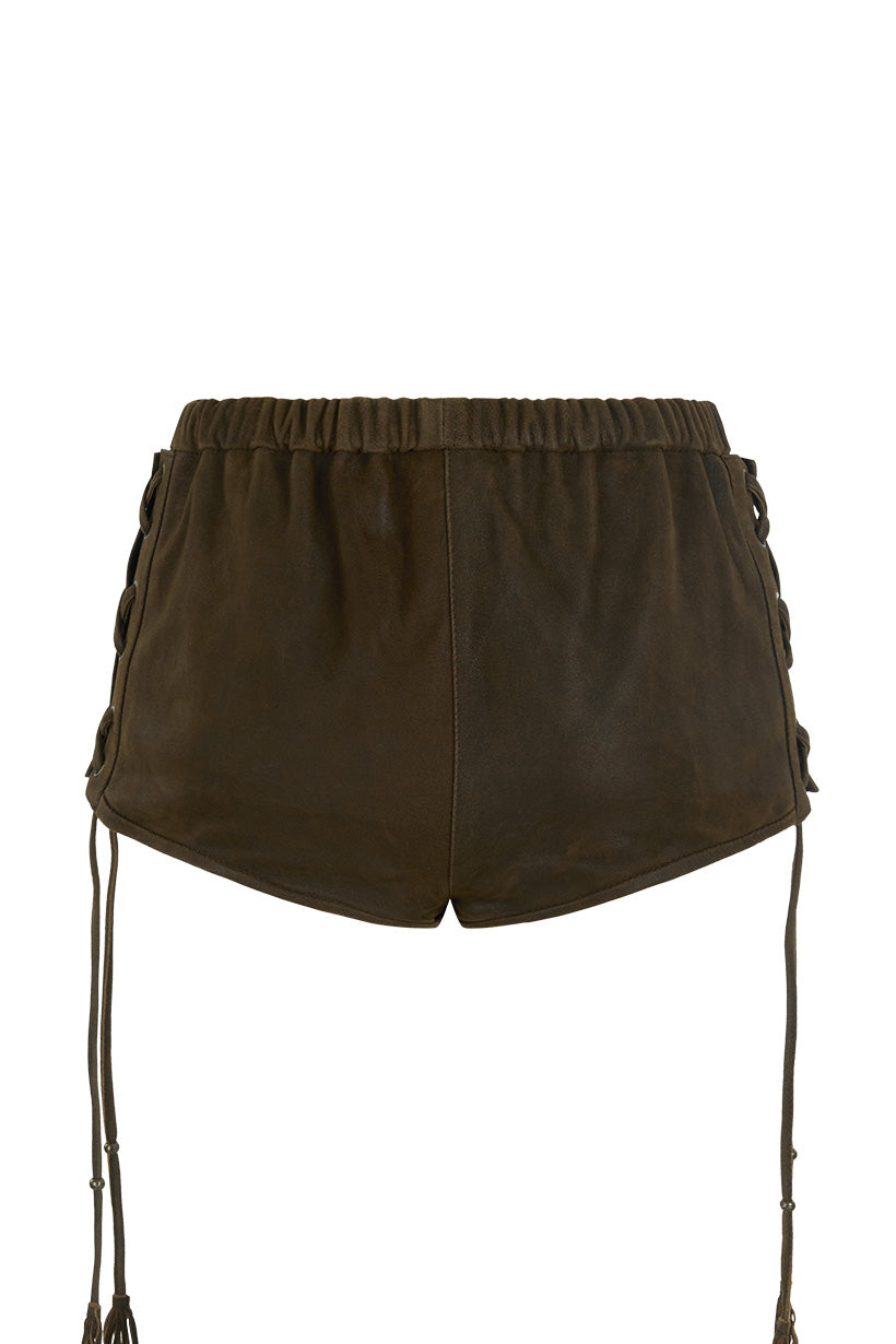 Spell - Fontaine Leather Mini Short - Vintage Brown