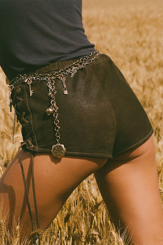 Spell - Fontaine Leather Mini Short - Vintage Brown