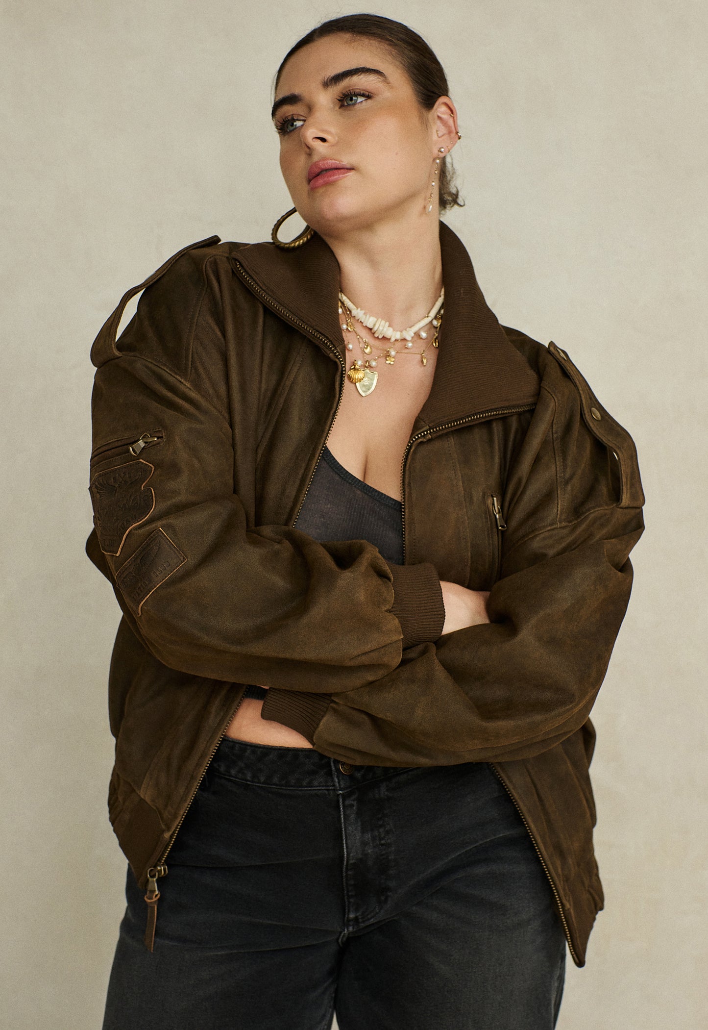 Spell - Fontaine Leather Bomber Jacket - Vintage Brown