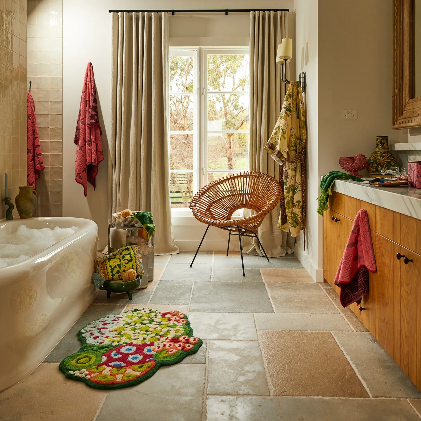 Sage X Clare - Esme Bath Sheet - Hibiscus